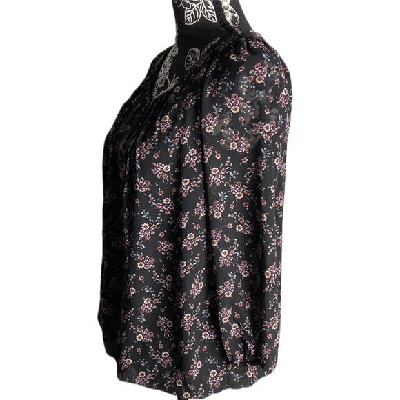 NWT Papermoon Black Floral Pullover Top Sheer 3/4 Sleeve Blouse Small - Picture 3 of 15